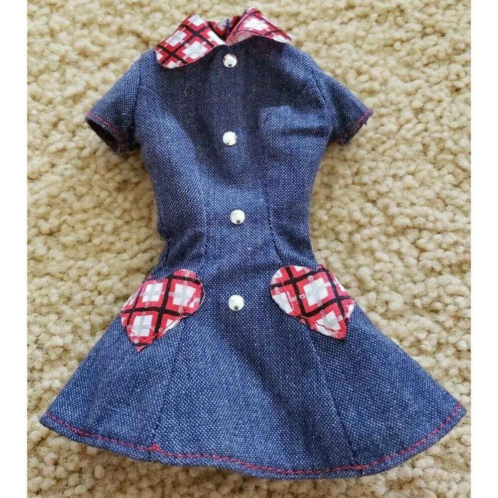 Vintage 1997 Barbie Style 18219 Denim Dress Plaid 90s
